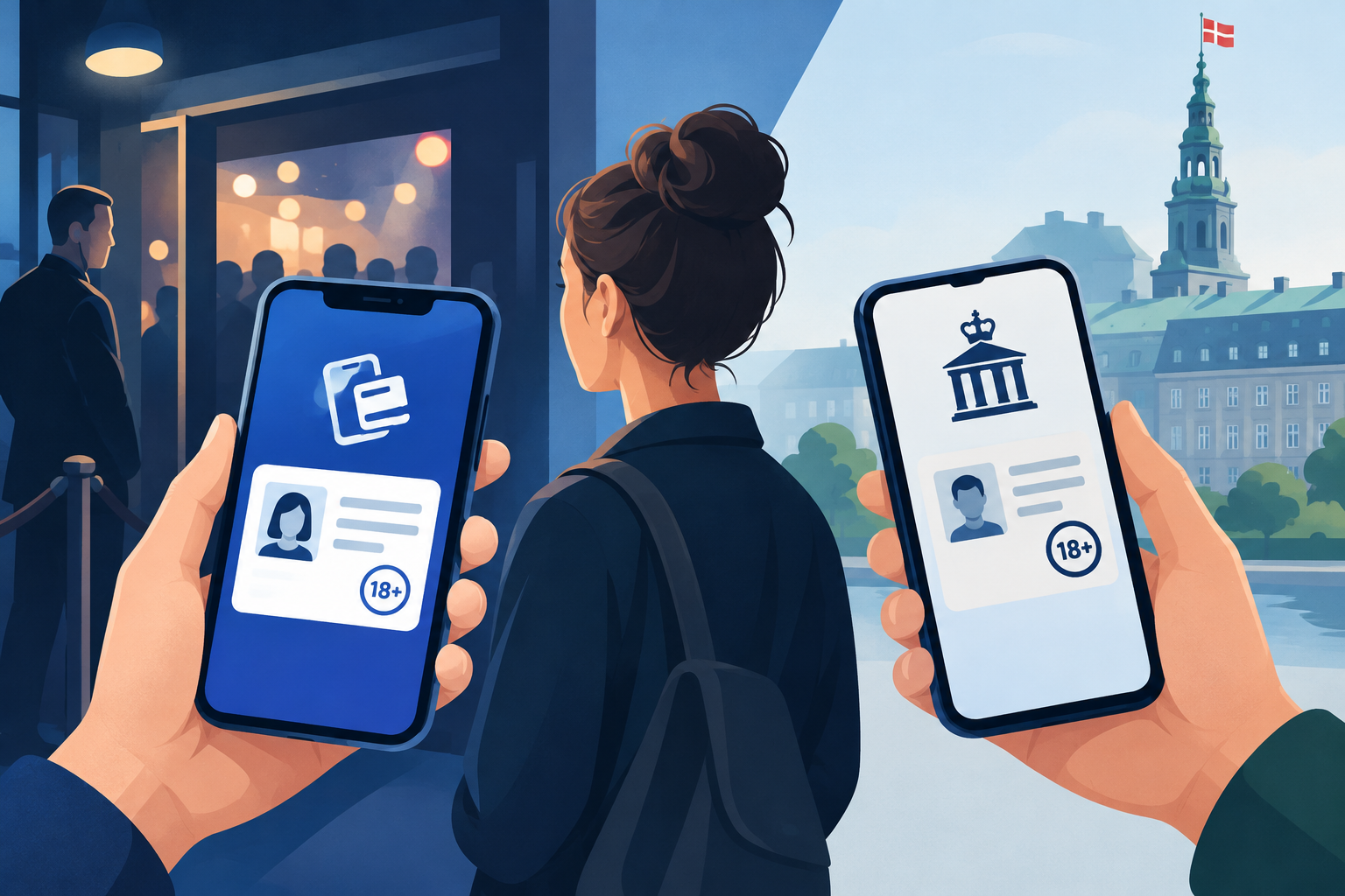AI-genereret redaktionel illustration til artiklen: MobilePay lancerer aldersbevis: Staten har allerede alternativet AltID
