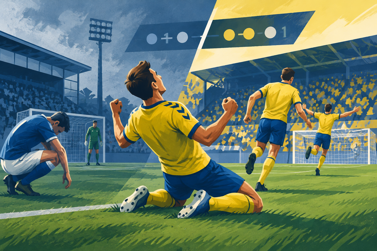 AI-genereret redaktionel illustration til artiklen: Brøndby sikrer 3-1 sejr over Randers med to mål i anden halvleg