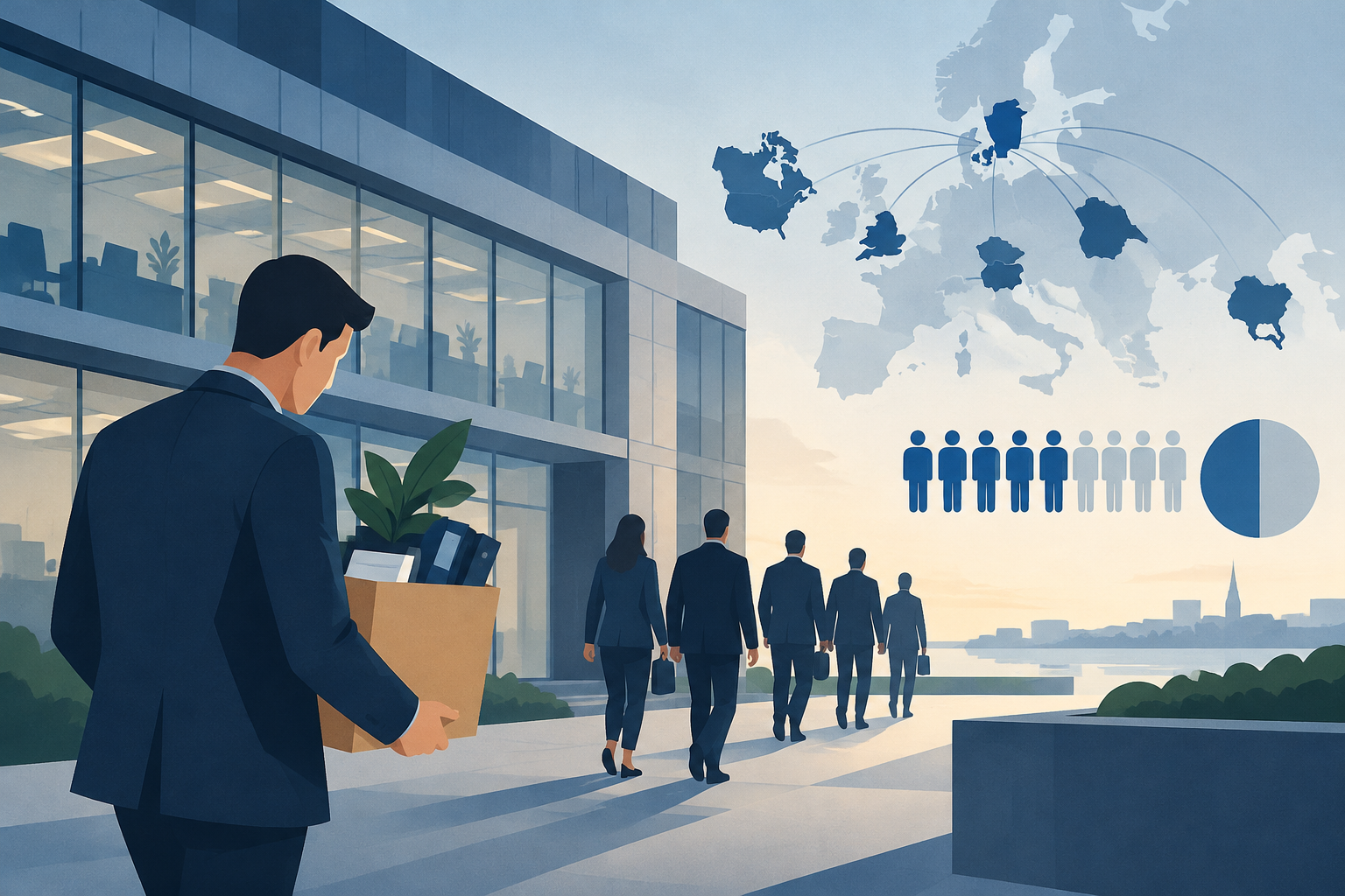 AI-genereret redaktionel illustration til artiklen: Danske Bank nedlægger 106 stillinger: Omkring halvdelen i Danmark
