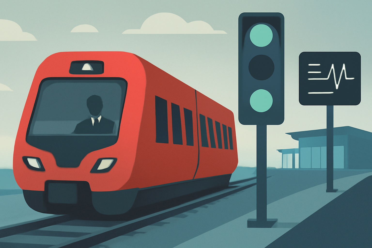 AI-genereret redaktionel illustration til artiklen: Svendborgbanen har taget nyt digitalt signalsystem i brug