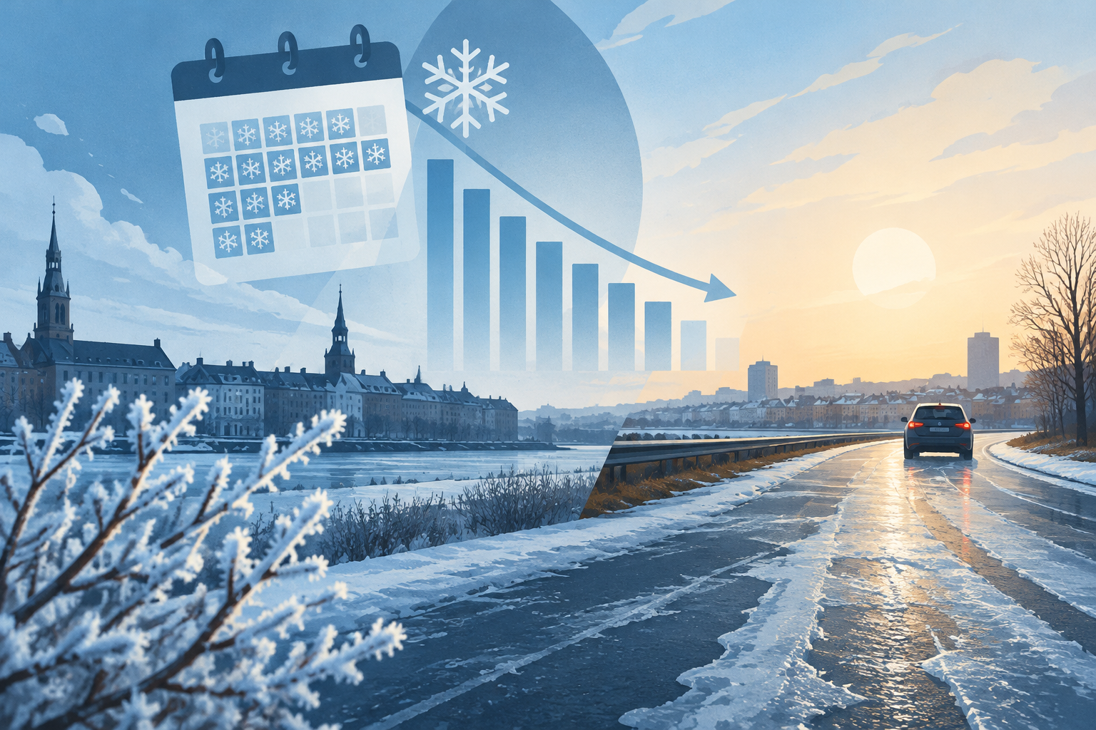 AI-genereret redaktionel illustration til artiklen: DMI opgør den seneste danske vinter til 52 frostdøgn